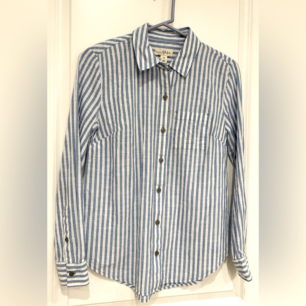 Blue and white Striped Shirt size XS